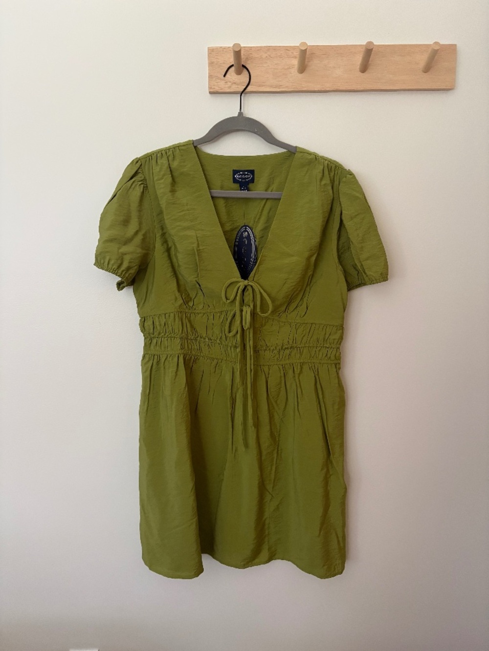 Scoop Women’s Mini Tie Dress with Puff Sleeves